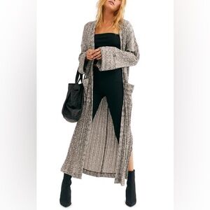 NWOT Free People Beach nights cardigan long summer S small white black knit maxi